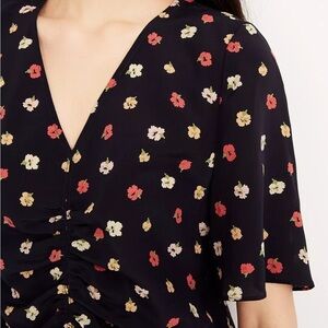Madewell Silk Shirred-Front Top in Confetti Floral